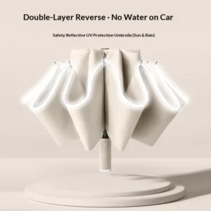 Fully Automatic Three-Fold Double-Layer Folding Reverse-Opening All-Weather Sun Rain Dual-Use Sun-Protection UV-Resistant