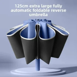 Fully Automatic Three-Folding In-Car Reverse Umbrella 10-Rib UV Protection Sunshade Rain Umbrella Reflective