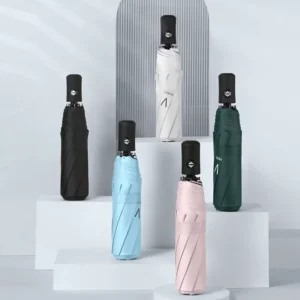 Fully Automatic UV Umbrella Black Glue Sunscreen Umbrella for Women Rain and Sun