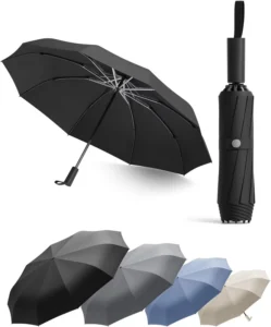 Fully-Automatic UV Waterproof Three-Folding Adult Umbrella with 105cm Open Diameter Pongee Material Auto Open Glow in Dark