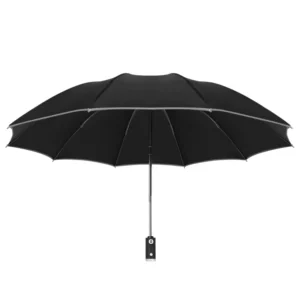 Fully Automatic Waterproof 3 Folding Car Reverse Umbrella Reflective Side LED Light Handle