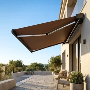 Fully Enclosed Retractable Waterproof Awning with Telescopic Full Cover Shade Canopy for Patio Garden Outdoor Use