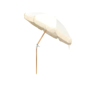Garden Beach Parasol Umbrella with Tassels, Long Handle, Wind Reinforcement, UV Protection