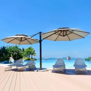 Garden Beach Square Roman Umbrella With Base Waterproof Large Double-Headed Outdoor Sun Umbrella
