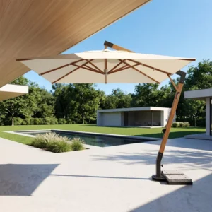 Garden Cantilever Umbrella with Crank System and Waterproof Sunshade for Poolside