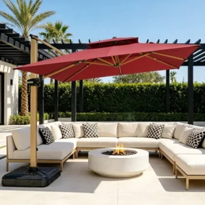 Garden Furniture Outdoor Waterproof 9ft Aluminum Roma Patio Market Restaurant Garden Umbrella