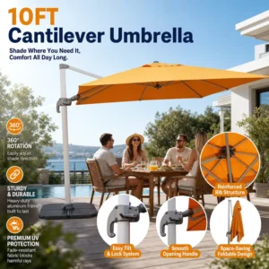 Garden Outdoor Beach Over Size Rectangular Double Top Solar Light Patio Umbrella Offset Hanging Led For Hotel Courtyard