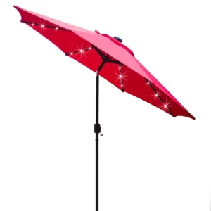 Garden Parasol with LED Lights Market Umbrella Patio Umbrella Outdoor Market Umbrella with Crank and Tilt