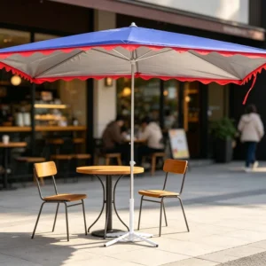 Garden Patio Galvanized Square Umbrella 4 Ribs 2.5x3m Rust-Proof UV Block Outdoor Sun Parasol
