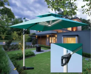 Garden Sunshade Cantilever Umbrella Outdoor Solar LED Lighting Parasol Patio Umbrellas