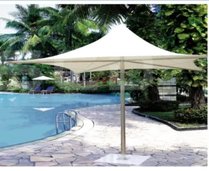 Garden Swimming Pool Parasol, 550g PVC-Coated 304 Stainless Steel Membrane Structure Center Pole Umbrella
