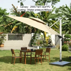 Garden Umbrella with 8 Ribs Solar Light Aluminum Stand Outdoor Parasol