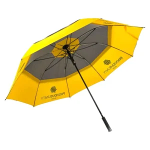 Giant Auto Open 140CM 190T Pongee Double Canopy Air Vents Fiberglass Frame Custom Handle Straight Golf Umbrella for Business