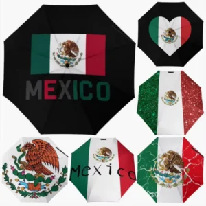 Gift Worthy Mexico High Quality Folding Umbrella National Flag Themed Pattern Print Element Fully Automatic Umbrella