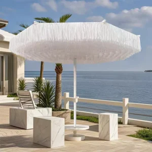 Glamping Straw Sun Umbrella Resort Beach Aluminum Alloy Umbrella Parasol Tasseled Garden Umbrellas
