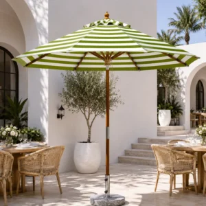 Glamping Striped Waterproof Parasol Table Umbrella with Sand, Manufacturer