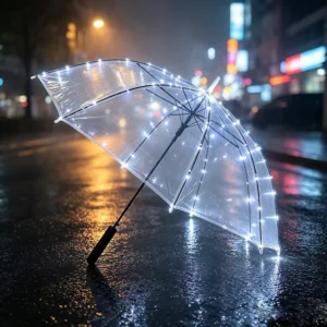 Glowing Light up Transparent Umbrella LED Luminous Transparent Dance Umbrella for Stage Performance Cosplay Night Party Decor