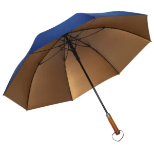 Gold-Coated UV Protection Double Golf Umbrella with Wooden Handle
