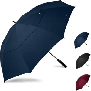 Golf Straight Umbrella Windproof Heavy Duty Automatic Open UV Protection Water Repellent Double Canopy with Logo