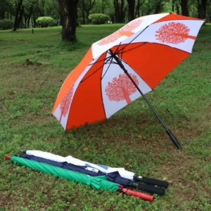 Golf Umbrella Orange Windproof Waterproof UV Proof Sun Shade Outdoor Golf Parasol for Rain