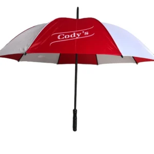 Golf Umbrella, Semi-Automatic Straight, Printed Logo, Double Black Metal Frame, Hanging Feature