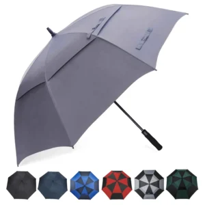 Golf Umbrella, Stormproof Double Canopy, Water Repellent, Heat Insulation, Fiberglass, Large
