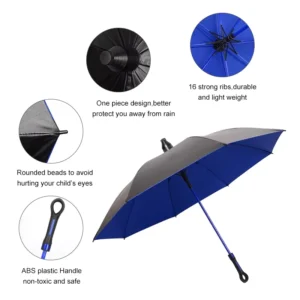 Golf Umbrella Straight Handle Windproof Semi-Auto Custom Logo Umbrella for Business
