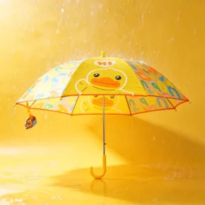 Good Price Classic Auto Open Straight Waterproof Windproof Pongee Transparent 100cm Alloy Ribs Umbrella for Children