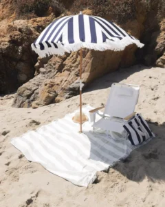 Good Quality Portable Seaside UV Protection Striped Fringe Umbrella Sunshade Tassels Beach Umbrella