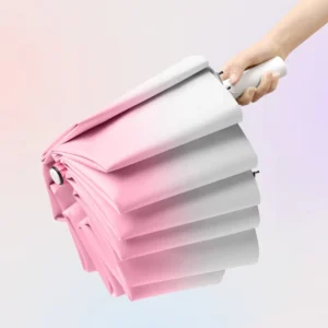 Gradient Color Automatic 3-Fold Windproof Travel Rain Umbrella for Adults