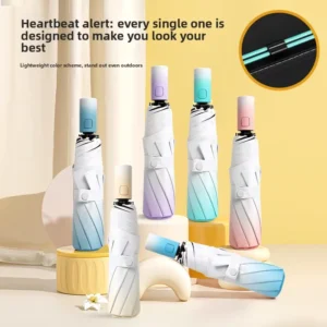 Gradient Color Automatic Enlarged Thickened Iron-Reinforced Wind-Resistant Foldable Umbrella