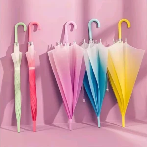 Gradient Frosted EVA Long Stick Umbrella Curved Hook Handle UV Protection Waterproof