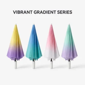 Gradient Windproof 8-Rib Pongee Portable Rain Umbrella with Customized Logo