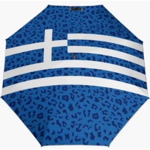 Greece Flag Pattern Bright Color Fully Automatic Folding Umbrella
