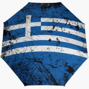 Greece Flag Pattern Fully Automatic Folding Umbrella