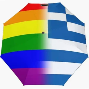 Greece Flag Pattern Fully Automatic Folding Umbrella