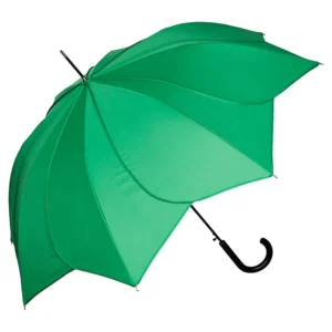 Green Lily Flower Decorative Seam Canopy Rain Protection Straight Umbrella