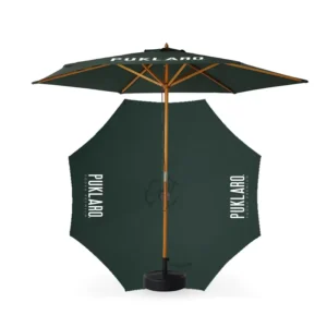 Green Patio Market Table Umbrella, Wooden Pole, Custom Printing, Waterproof Garden Parasol