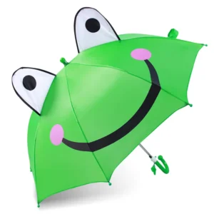 Green Small Animal Frog-Shaped Straight Novelty Children’s Umbrella with Custom Logo