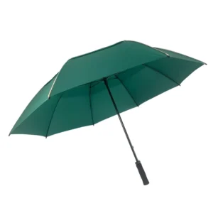Green Straight Umbrella with Gold Logo Printing
