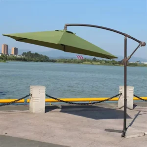 Green Vented Patio Umbrelas Umbrella Cantilever Parasol 3 Meter with Base