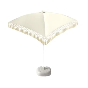 Grid Tassel Small Square Manual Windproof Rainproof Advertising Sun Umbrella for Outdoor Beach Garden Courtyard Stall