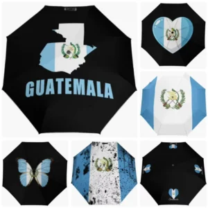 Guatemala National Flag Print Fully Automatic Rain and Sun Umbrella