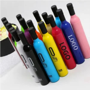 H211 Custom Printing 3-Fold Foldable Wine Bottle Umbrella