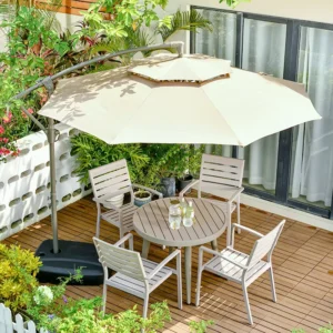 HHD-19 10ft Aluminum Waterproof Foldable LED Solar Cantilever Patio Umbrella