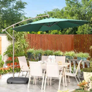 HHD-19 Outdoor Furniture Parasol Modern Aluminum Foldable 2.7M/3M LED Garden Patio Umbrella Waterproof Sun Manual