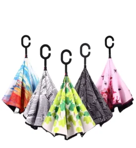 HJH536 Reverse Rain Umbrella for Women and Men Folding Double-Layer Self-Standing Windproof