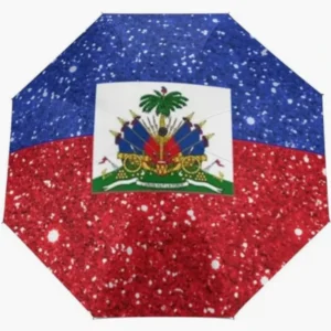 Haiti National Flag Emblem Pattern Rainproof Sun-Proof Fully Automatic Umbrella