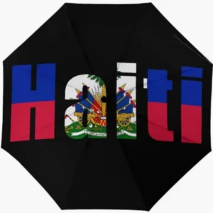 Haiti National Flag Emblem Rainproof Sun-Proof Fully Automatic Umbrella