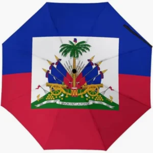 Haiti National Flag Emblem Rainproof Sun-Proof Fully Automatic Umbrella